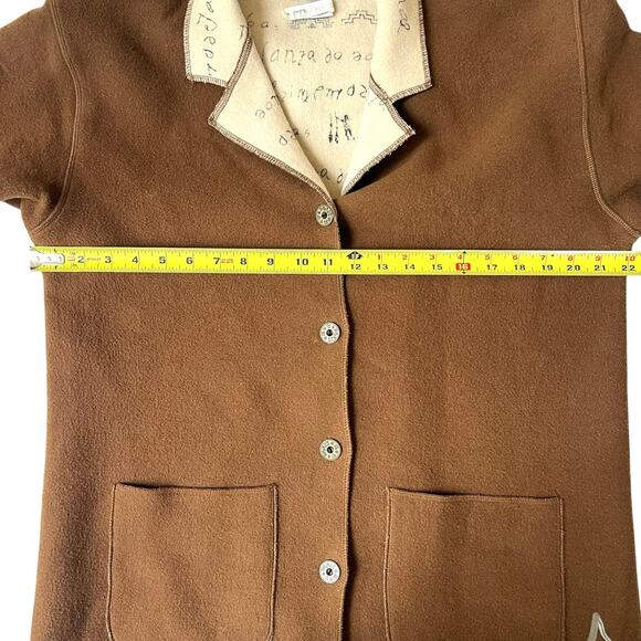 Chico’s Wool Blend Button Jacket Hieroglyphic Print Lining Brown Size 1 (M) - Picture 8 of 12